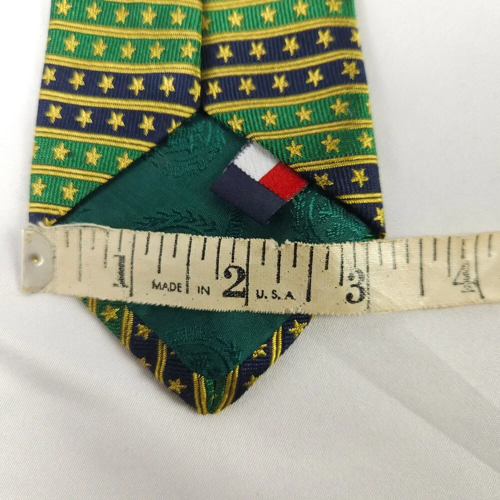 Tommy Hilfiger Blue Green Stars & Stripes Boys Silk Tie 48.25
